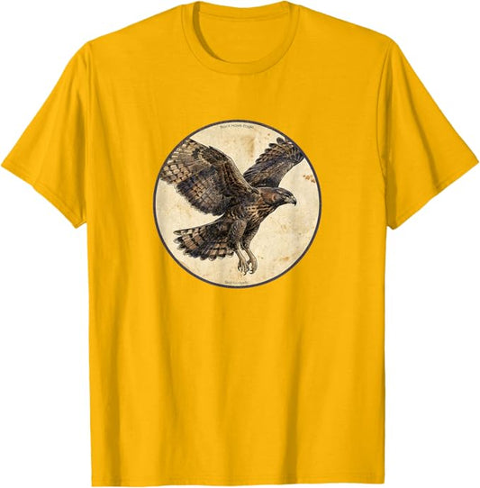Retro Black Hawk-Eagle T-Shirt Design 10 Colors by Bird Fantastic | Birding Graphic Tee