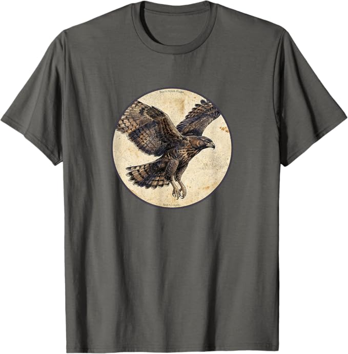 Retro Black Hawk-Eagle T-Shirt Design 10 Colors by Bird Fantastic | Birding Graphic Tee
