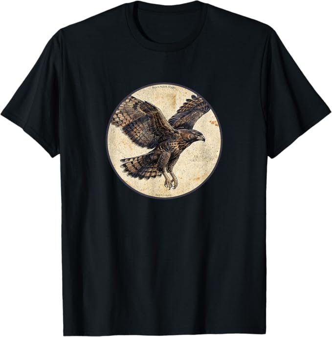 Retro Black Hawk-Eagle T-Shirt Design 10 Colors by Bird Fantastic | Birding Graphic Tee