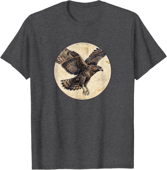 Retro Black Hawk-Eagle T-Shirt Design 10 Colors by Bird Fantastic | Birding Graphic Tee