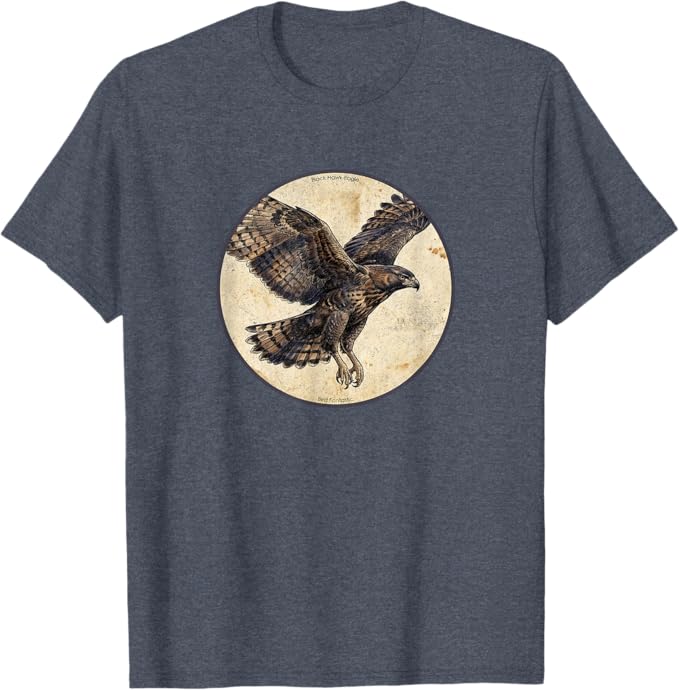 Retro Black Hawk-Eagle T-Shirt Design 10 Colors by Bird Fantastic | Birding Graphic Tee