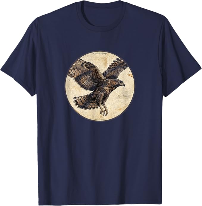 Retro Black Hawk-Eagle T-Shirt Design 10 Colors by Bird Fantastic | Birding Graphic Tee