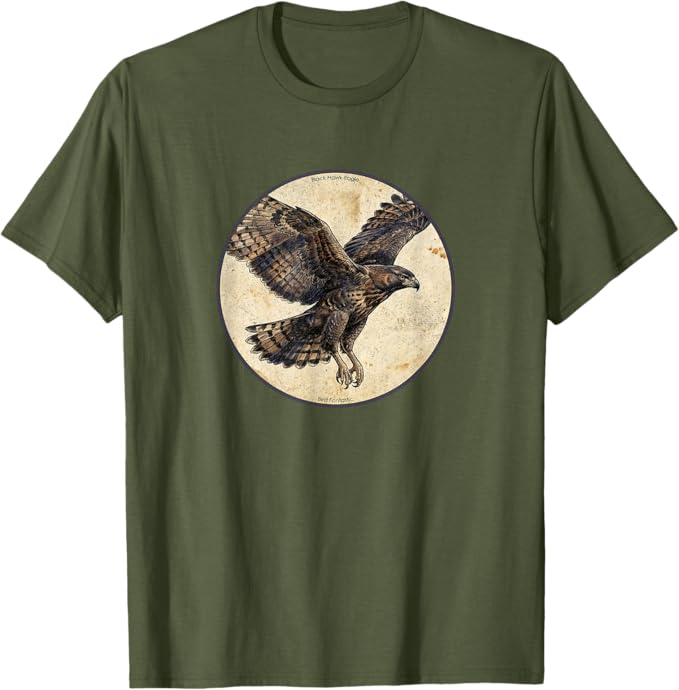 Retro Black Hawk-Eagle T-Shirt Design 10 Colors by Bird Fantastic | Birding Graphic Tee