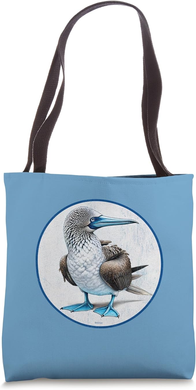 Colorful Retro Blue Footed Booby Bird Design Tote Bag by Bird Fantastic