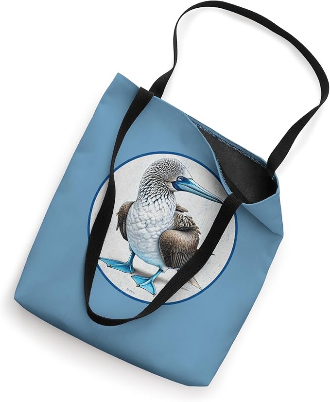 Colorful Retro Blue Footed Booby Bird Design Tote Bag by Bird Fantastic