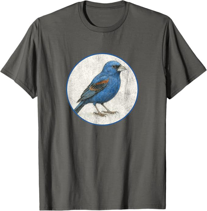 Blue Grosbeak T-Shirt Retro Design by Bird.fan | Men's Birding Graphic Tee