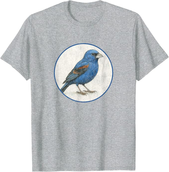 Blue Grosbeak T-Shirt Retro Design by Bird.fan | Men's Birding Graphic Tee