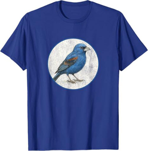 Blue Grosbeak T-Shirt Retro Design by Bird.fan | Men's Birding Graphic Tee