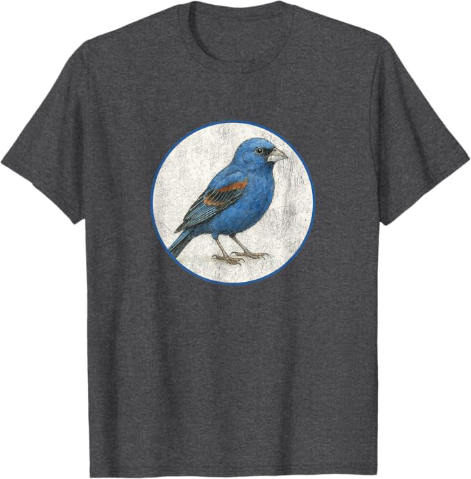 Blue Grosbeak T-Shirt Retro Design by Bird.fan | Men's Birding Graphic Tee