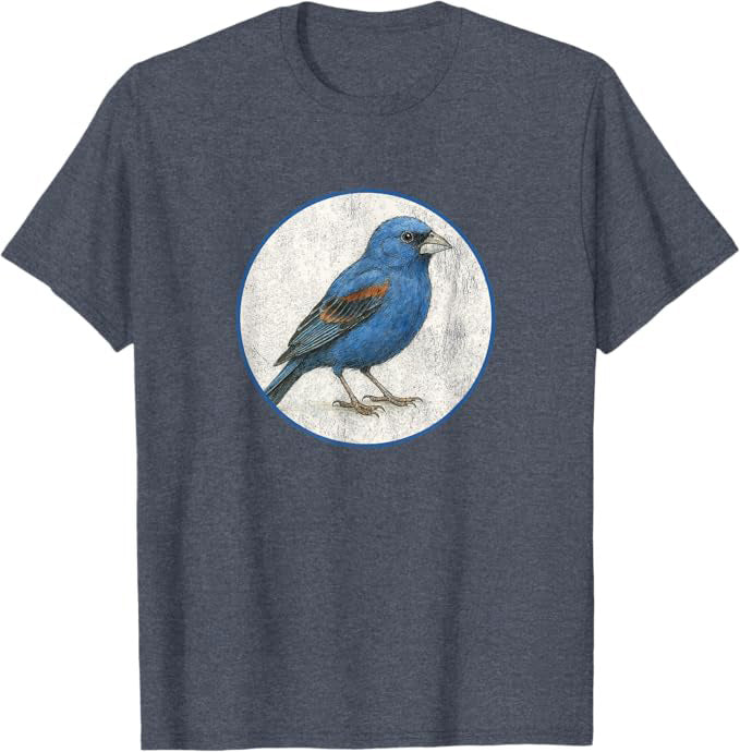 Blue Grosbeak T-Shirt Retro Design by Bird.fan | Men's Birding Graphic Tee