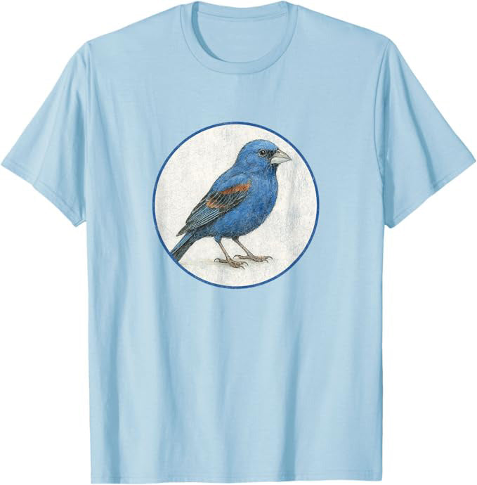 Blue Grosbeak T-Shirt Retro Design by Bird.fan | Men's Birding Graphic Tee