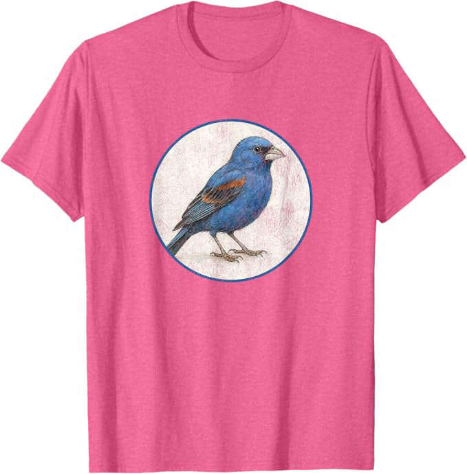 Blue Grosbeak T-Shirt Retro Design by Bird.fan | Men's Birding Graphic Tee
