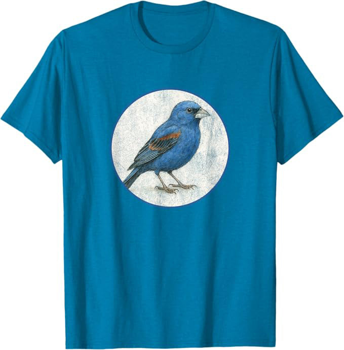 Blue Grosbeak T-Shirt Retro Design by Bird.fan | Men's Birding Graphic Tee
