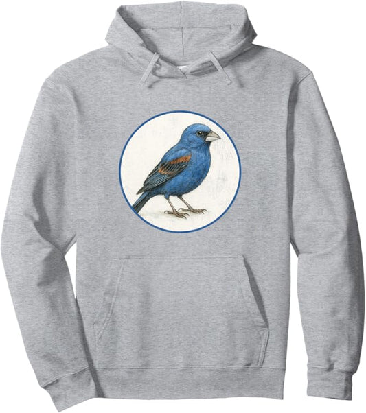 Retro Blue Grosbeak Hoodie – Vintage Bird Design Sweatshirt