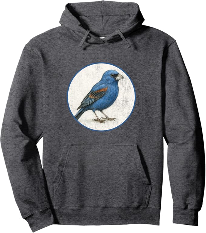Retro Blue Grosbeak Hoodie – Vintage Bird Design Sweatshirt