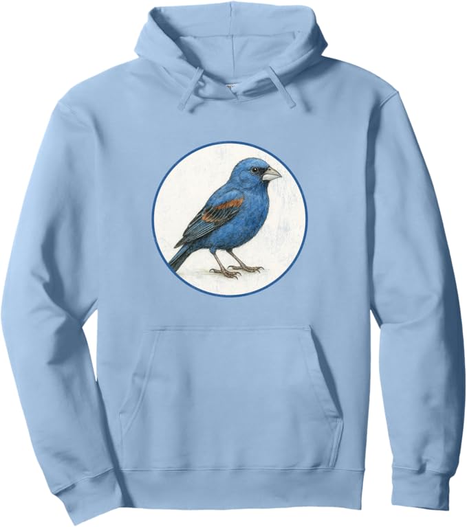 Retro Blue Grosbeak Hoodie – Vintage Bird Design Sweatshirt