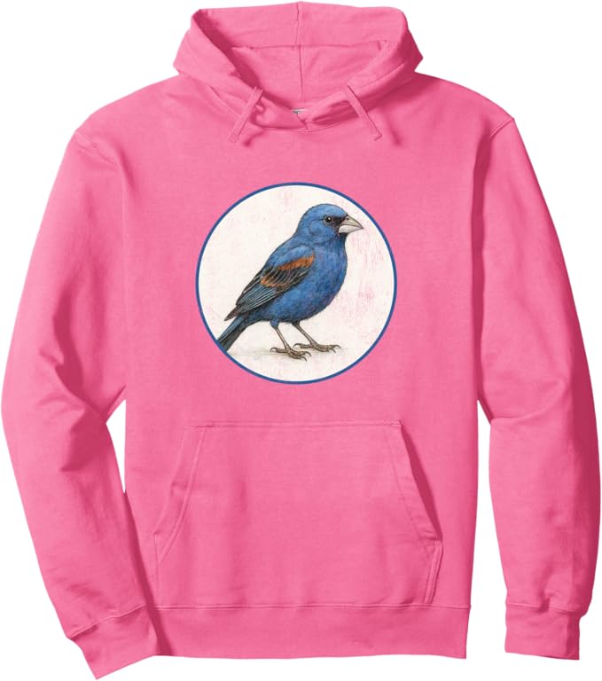 Retro Blue Grosbeak Hoodie – Vintage Bird Design Sweatshirt