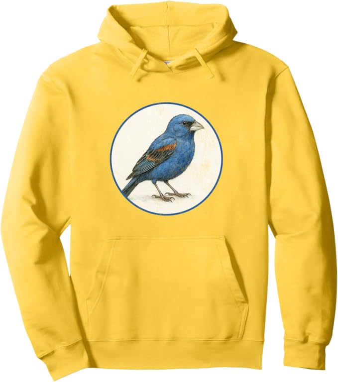 Retro Blue Grosbeak Hoodie – Vintage Bird Design Sweatshirt