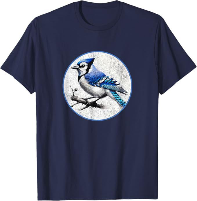 Blue Jay T-Shirt Retro Design by Bird.fan