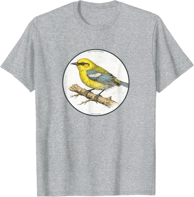Retro Blue-Winged Warbler Design T-Shirt Design 10 Colors by Bird Fantastic | Birding Graphic Tee