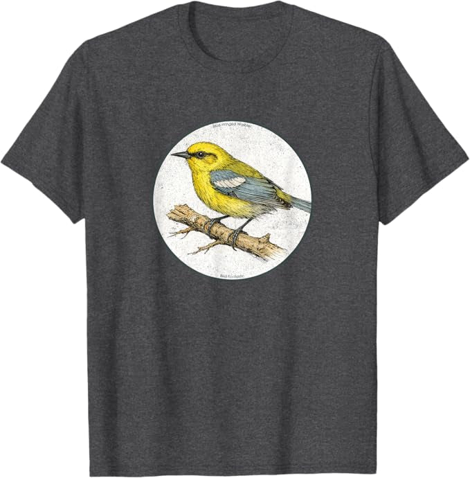Retro Blue-Winged Warbler Design T-Shirt Design 10 Colors by Bird Fantastic | Birding Graphic Tee