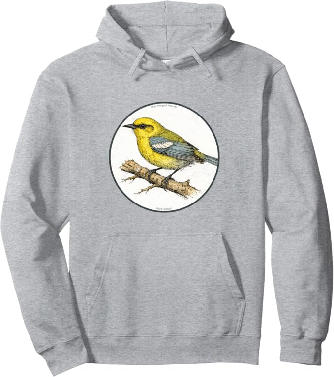 Retro Blue-Winged Warbler Hoodie – Vintage Bird Design Sweatshirt