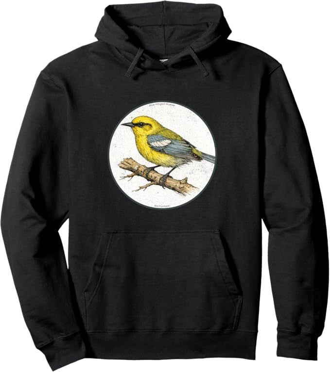 Retro Blue-Winged Warbler Hoodie – Vintage Bird Design Sweatshirt