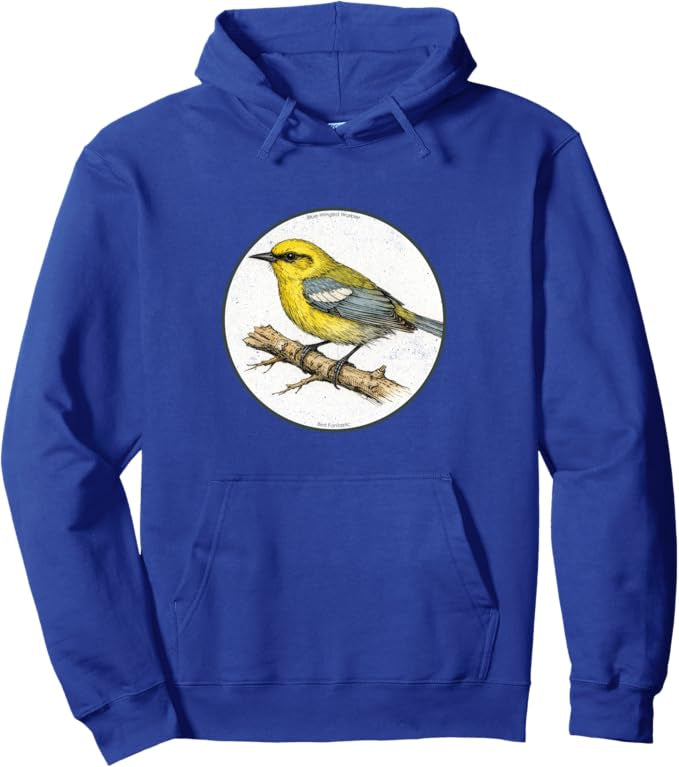 Retro Blue-Winged Warbler Hoodie – Vintage Bird Design Sweatshirt