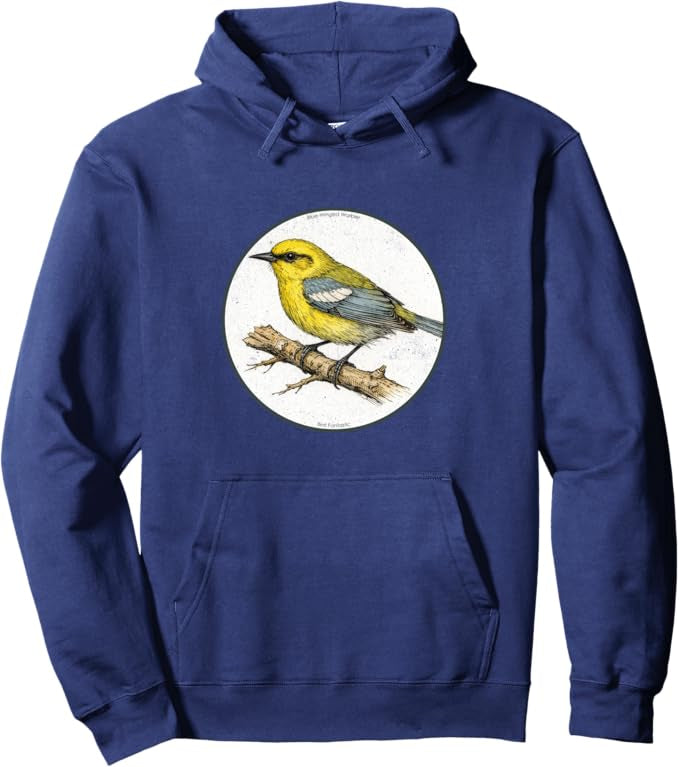 Retro Blue-Winged Warbler Hoodie – Vintage Bird Design Sweatshirt