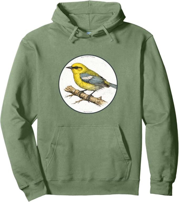Retro Blue-Winged Warbler Hoodie – Vintage Bird Design Sweatshirt