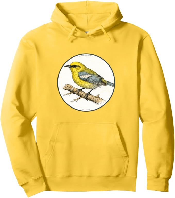 Retro Blue-Winged Warbler Hoodie – Vintage Bird Design Sweatshirt
