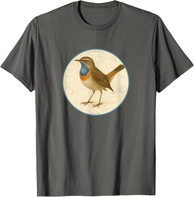 Bluethroat T-Shirt Retro Design by Bird.fan | Birding Graphic Tee