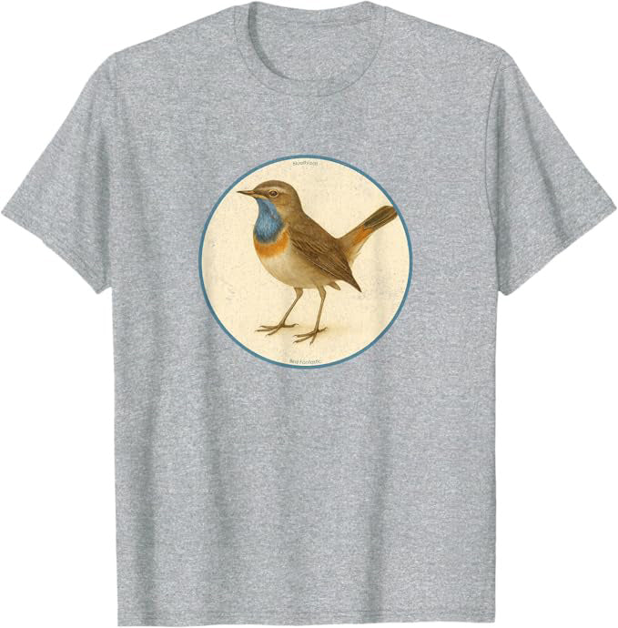 Bluethroat T-Shirt Retro Design by Bird.fan | Birding Graphic Tee