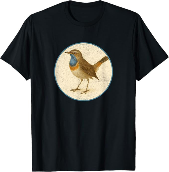 Bluethroat T-Shirt Retro Design by Bird.fan | Birding Graphic Tee