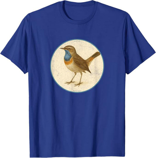 Bluethroat T-Shirt Retro Design by Bird.fan | Birding Graphic Tee