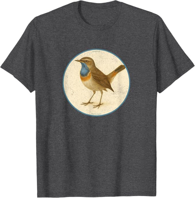 Bluethroat T-Shirt Retro Design by Bird.fan | Birding Graphic Tee