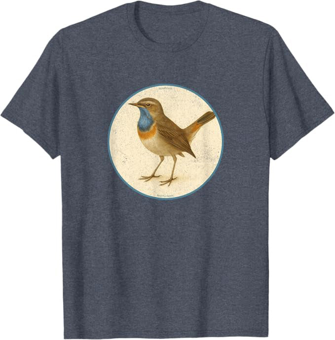 Bluethroat T-Shirt Retro Design by Bird.fan | Birding Graphic Tee