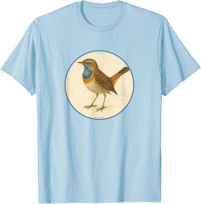 Bluethroat T-Shirt Retro Design by Bird.fan | Birding Graphic Tee