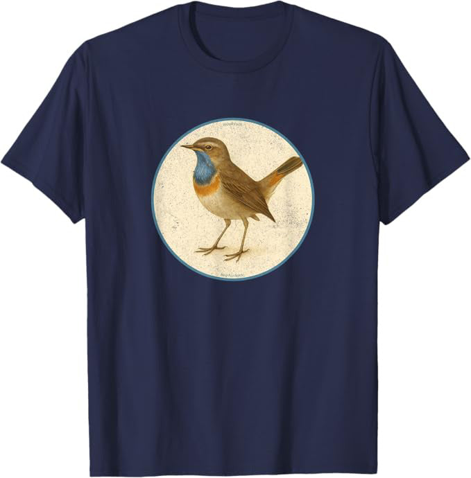 Bluethroat T-Shirt Retro Design by Bird.fan | Birding Graphic Tee