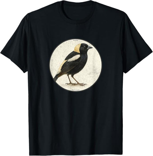 Retro Bobolink Bird Design T-Shirt Design 10 Colors by Bird Fantastic | Birding Graphic Tee