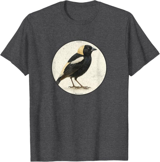 Retro Bobolink Bird Design T-Shirt Design 10 Colors by Bird Fantastic | Birding Graphic Tee