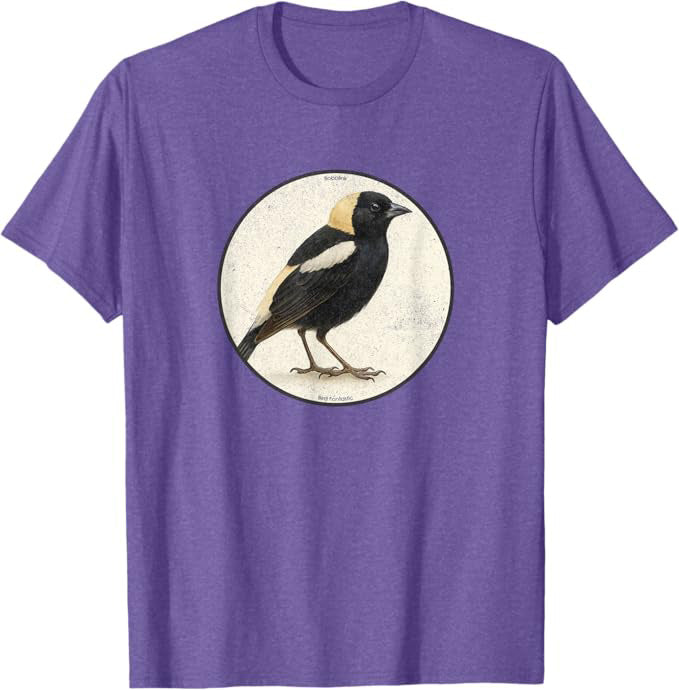 Retro Bobolink Bird Design T-Shirt Design 10 Colors by Bird Fantastic | Birding Graphic Tee