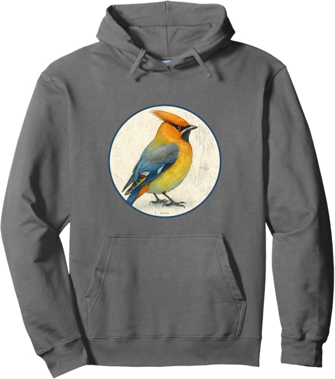 Retro Bohemian Waxwing Hoodie – Vintage Bird Design Sweatshirt
