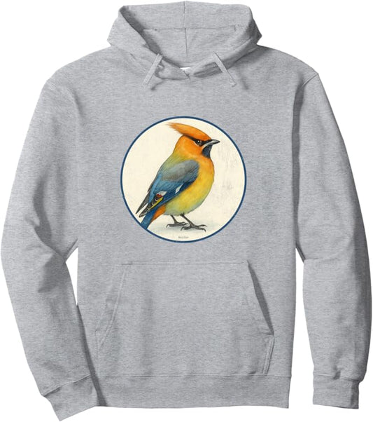Retro Bohemian Waxwing Hoodie – Vintage Bird Design Sweatshirt