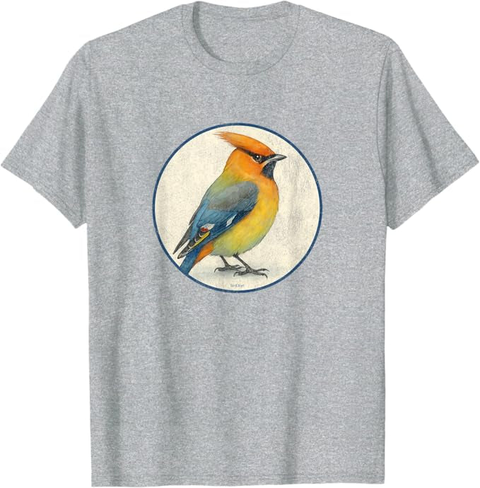 Bohemian Waxwing T-Shirt Retro Design by Bird.fan | Men's Birding Graphic Tee