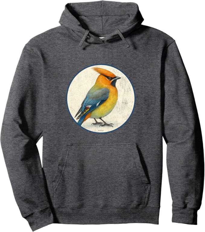 Retro Bohemian Waxwing Hoodie – Vintage Bird Design Sweatshirt