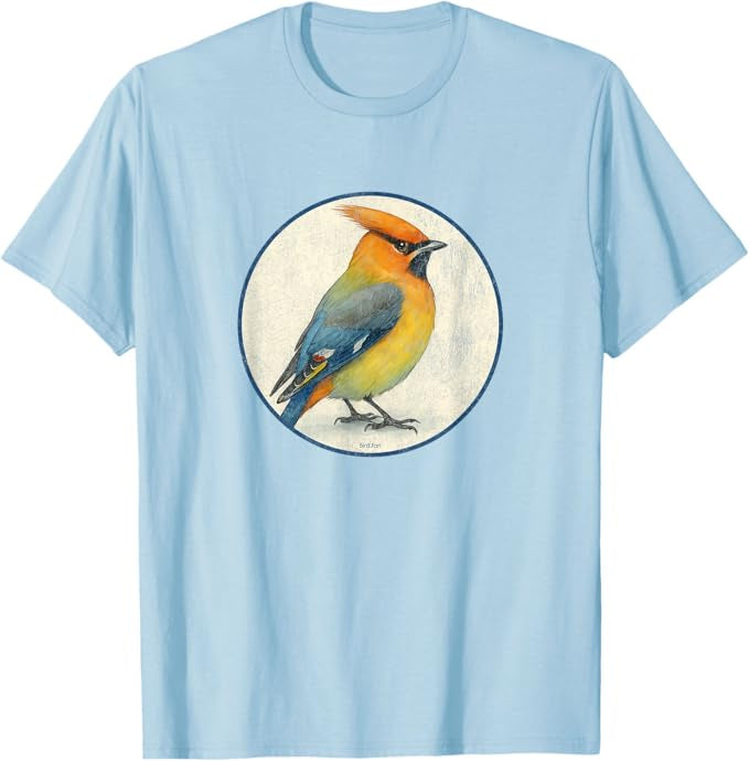 Bohemian Waxwing T-Shirt Retro Design by Bird.fan | Men's Birding Graphic Tee