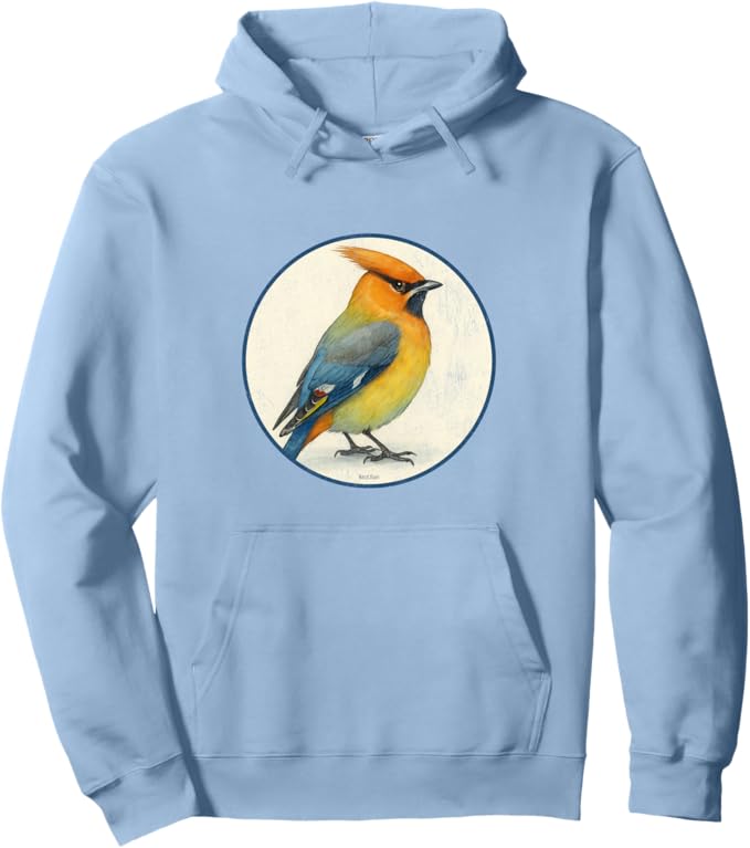 Retro Bohemian Waxwing Hoodie – Vintage Bird Design Sweatshirt