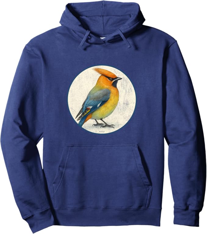 Retro Bohemian Waxwing Hoodie – Vintage Bird Design Sweatshirt