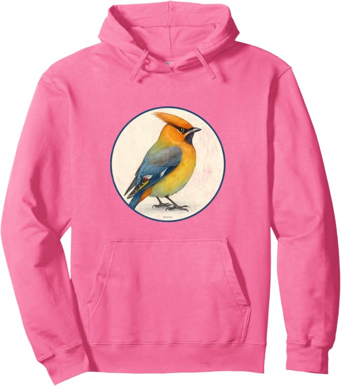 Retro Bohemian Waxwing Hoodie – Vintage Bird Design Sweatshirt